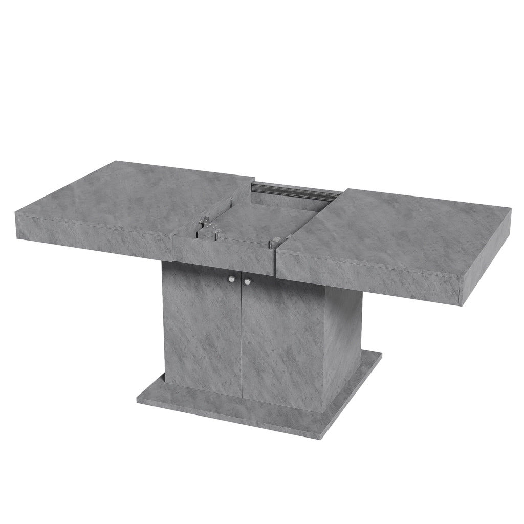 Tavolo da pranzo allungabile 140/180x80x76 cm grigio con vano contenitore e struttura in metallo