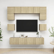 Set di Mobili TV 8 pz-Set di 8 Credenza per TV Rovere Sonoma in Legno Multistrato 814723
