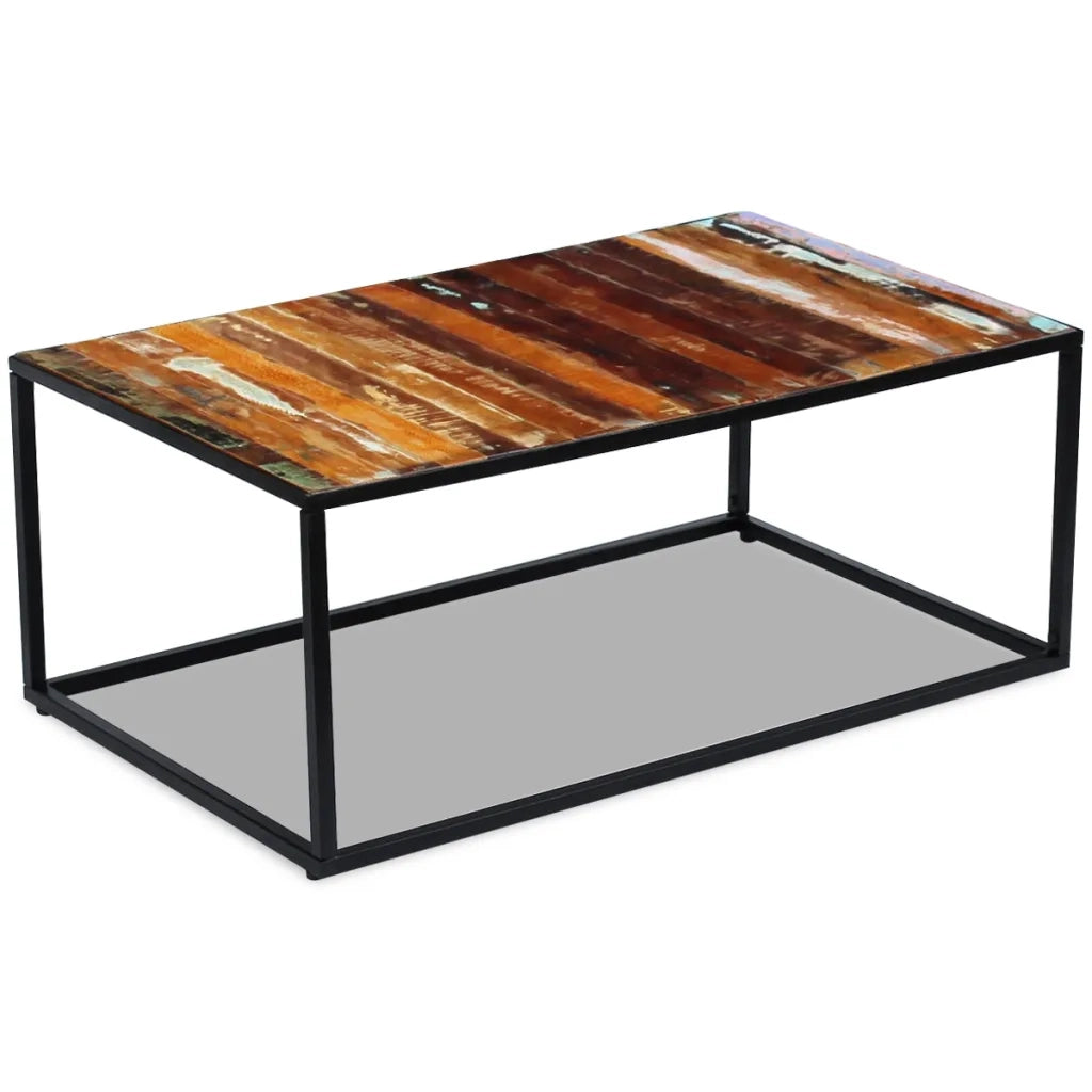 Tavolino da Salotto in Legno Massello di Recupero 100x60x40 cm 243336