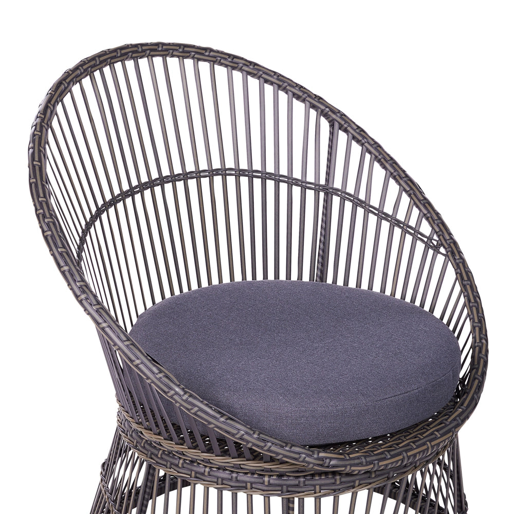 Set di bistrot tavolo e 2 sedie in rattan e vetro temperato tortora balcone terrazzo giardino esterno