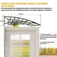 Tettoia per Esterni Curva con Viti e Bulloni Inclusi, in Policarbonato, PP e Alluminio, 122x89x24 cm