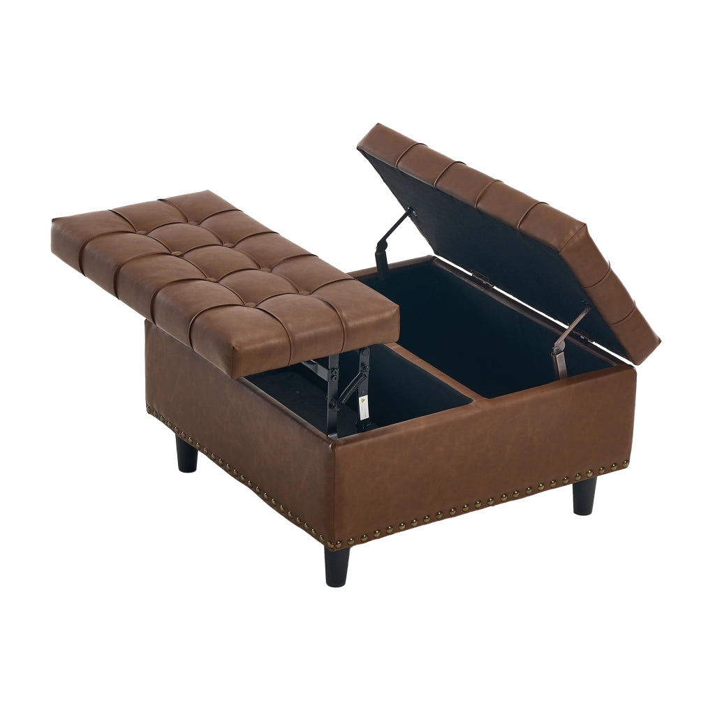 Panca Contenitore Imbottita ¨C MINIMAL ¨C Seduta con Vano, PU Marrone