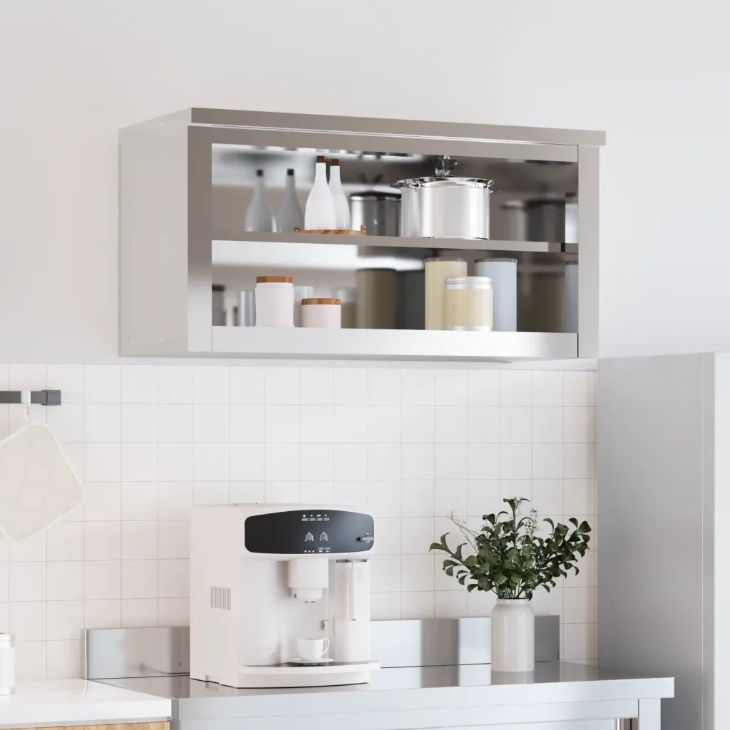 Armadietto a Muro | Mobile Cucina da Parete con Ripiano in Acciaio Inossidabile