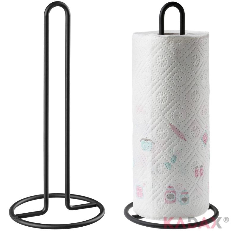Portarotolo di carta assorbente KADAX, in metallo, nero, per asciugamani da cucina, stabile, 32 cm