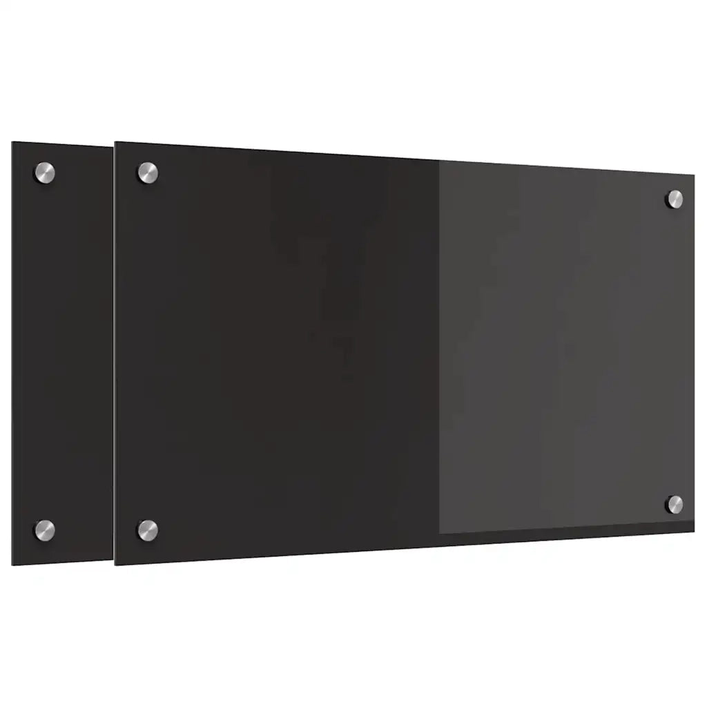Schienale da cucina 2 pcs Nero 70 x 40 cm vetro temperato 3415542