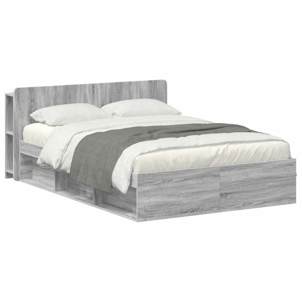 Telaio del letto con storage Sonoma grigio 140 x 190 cm