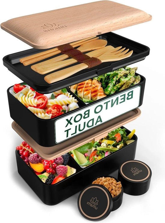 Borsa da Picnic per Adulti con Accessori - Scatola da Pranzo Completa - Contenitori per Salsicce - Contenitore per Insalata e Snack - Adatto per Bambini - Incluso Accessori - Cassetta per Pane con Compartimenti