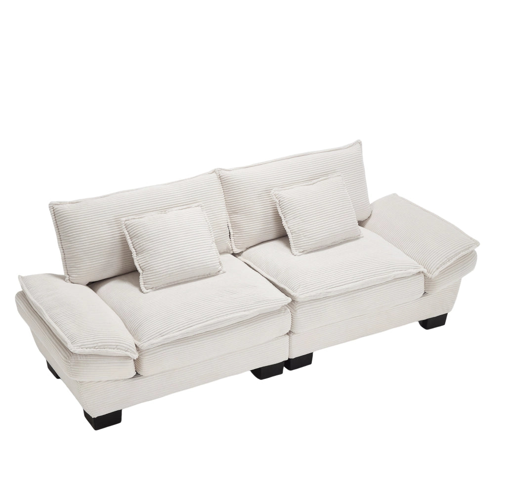 Divano 2 posti in velluto beige con seduta profonda 224 cm