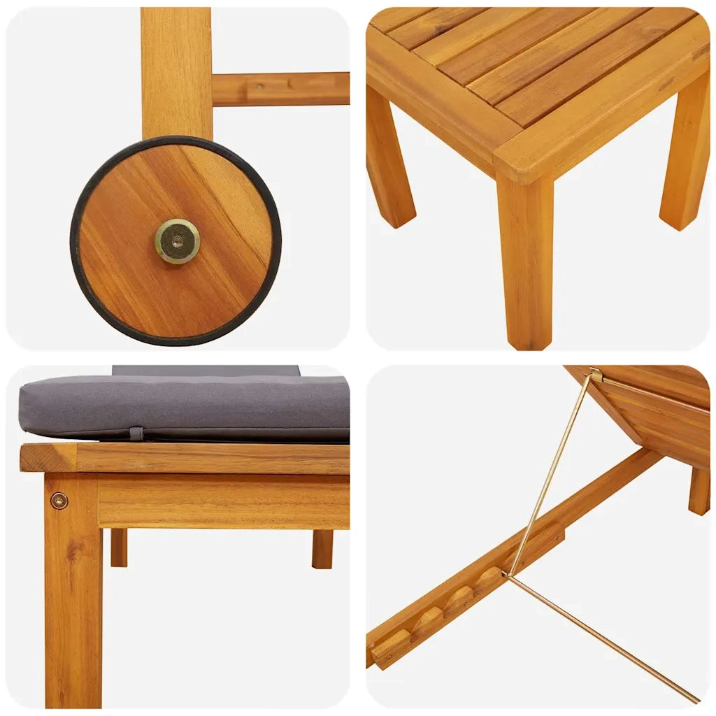 Lettino da sole 3 pcs Marrone Legno di Acacia Massello 3333835