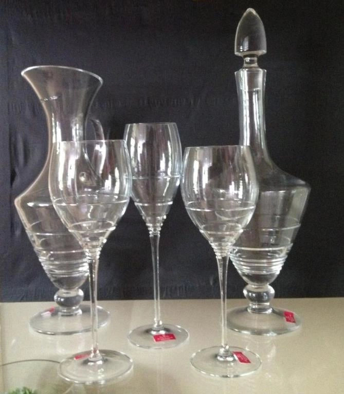 Set 38 Pezzi Calice Bicchieri + Brocca e Bottiglia in Cristallo Zaffiro Cashade