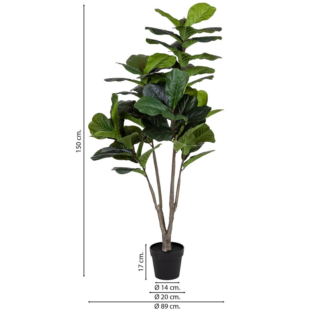 Ficus liata artificiale decorativo verde con 66 foglie verde 89x89x150