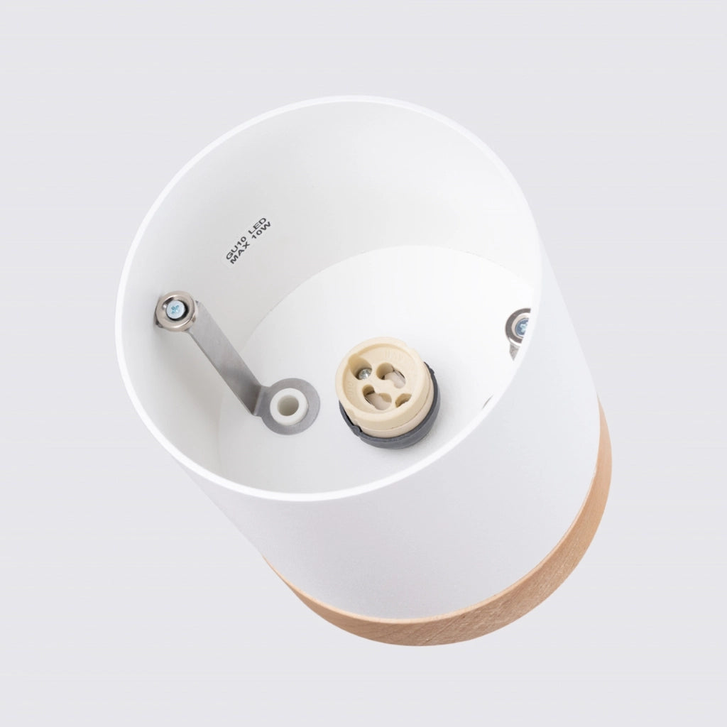 Spot soffitto BARREN bianco/legno Ø12cm 1xGU10 10W
