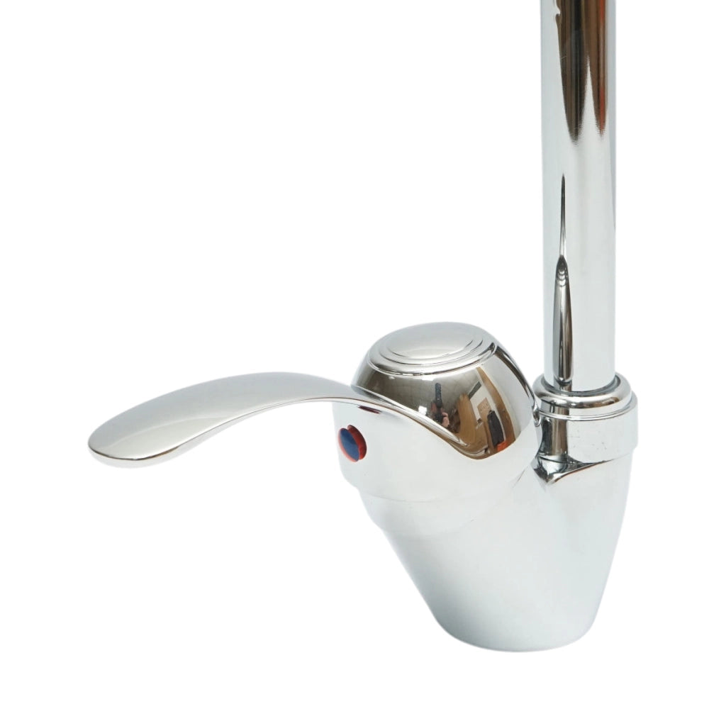 Miscelatore monocomando girevole per lavello da cucina, cartuccia in ceramica, cromo lucido