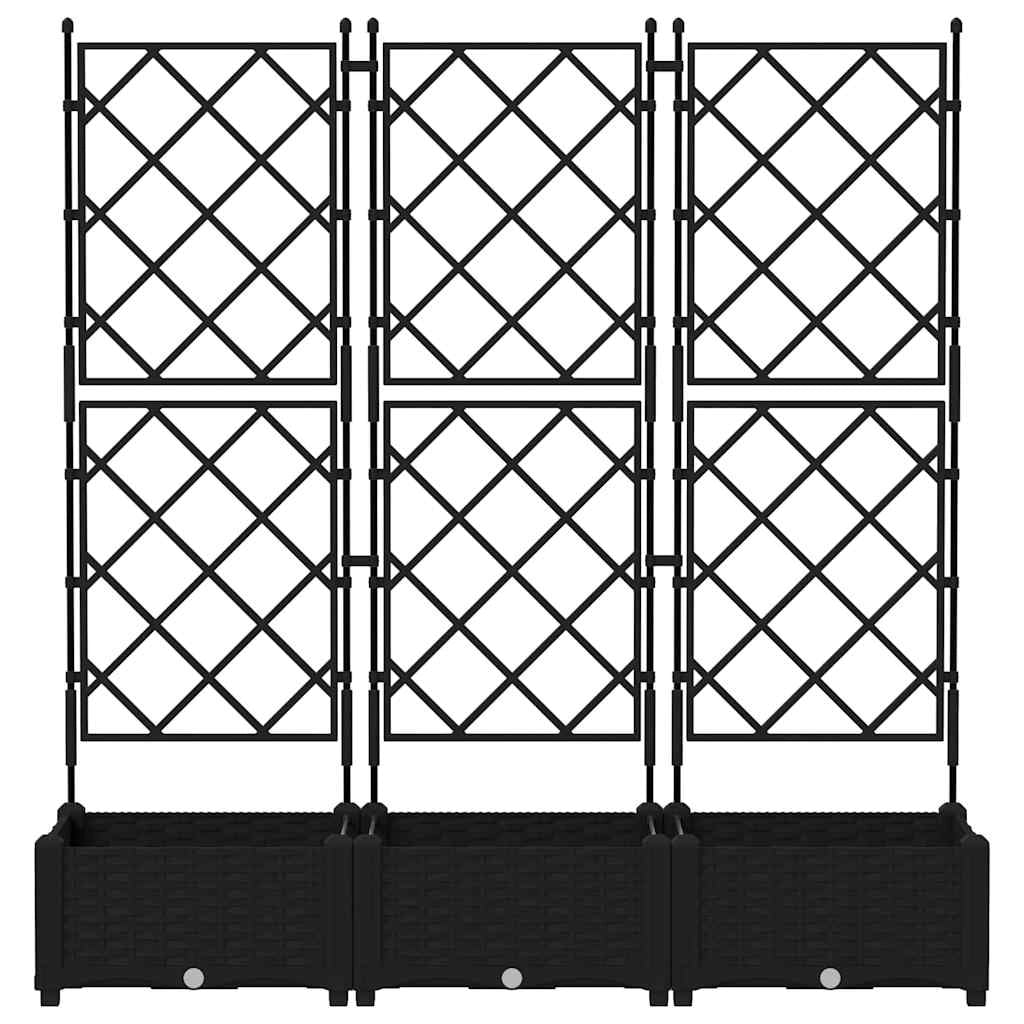 Set di 3 fioriere da giardino moderne 120 x 40 x 125,5 cm stile minimalista resistente acciaio nero 02_0058537