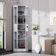 Vetrina in vetro con LED a 3 colori e sensore di movimento 57x40x165 cm bianca