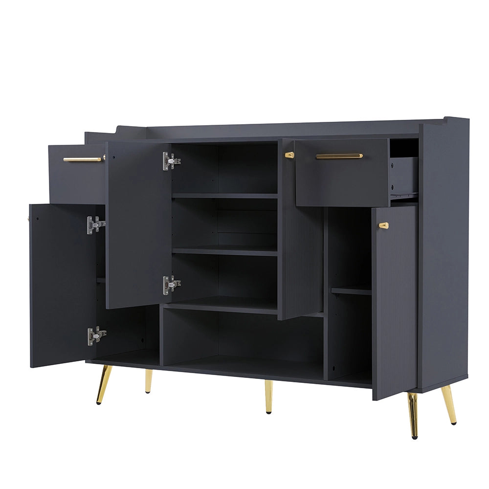 Armoire ?? chaussures - Xylo - L130/l37/H100 - Noir - 2 tiroirs 4 portes