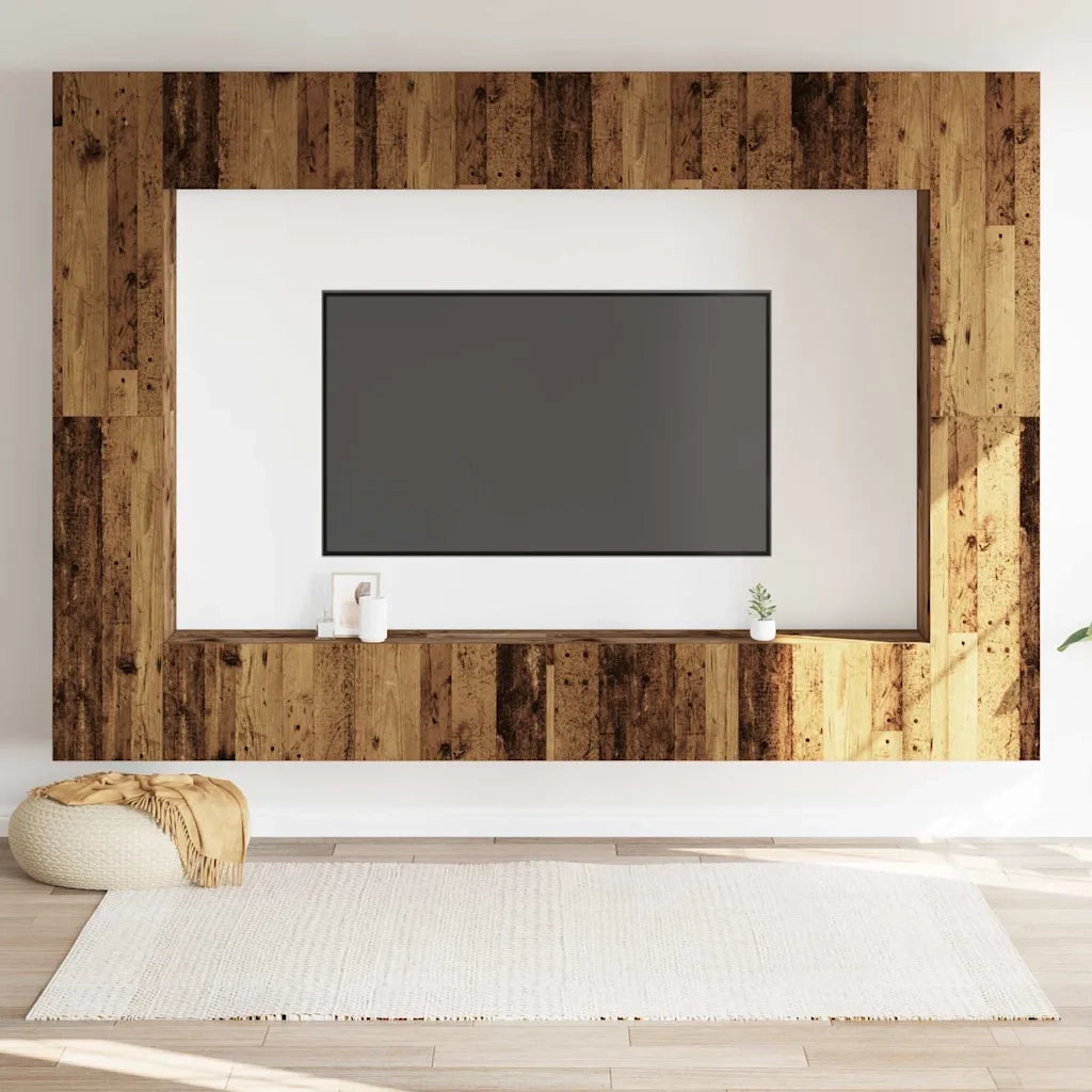 Set Mobile TV 8 pz Montato a Parete Legno Antico in Truciolato 3328977