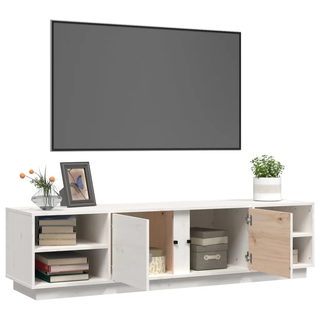 Mobile Porta TV Bianco 156x40x40 cm in Legno Massello di Pino 814455