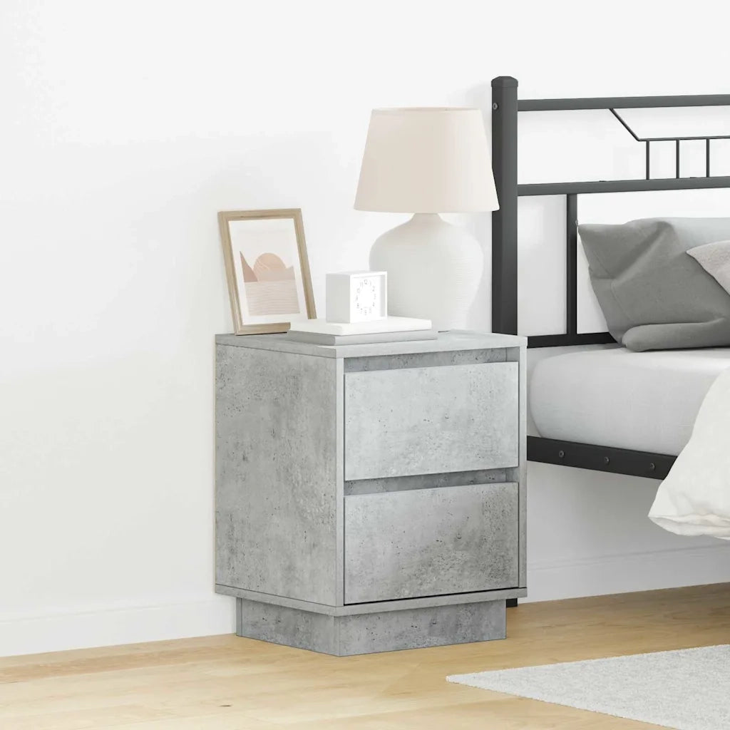 Set di 2 Comodini | Armadio da Notte | Mobiletto da notte Grigio cemento 39 x 34,5 x 50 cm