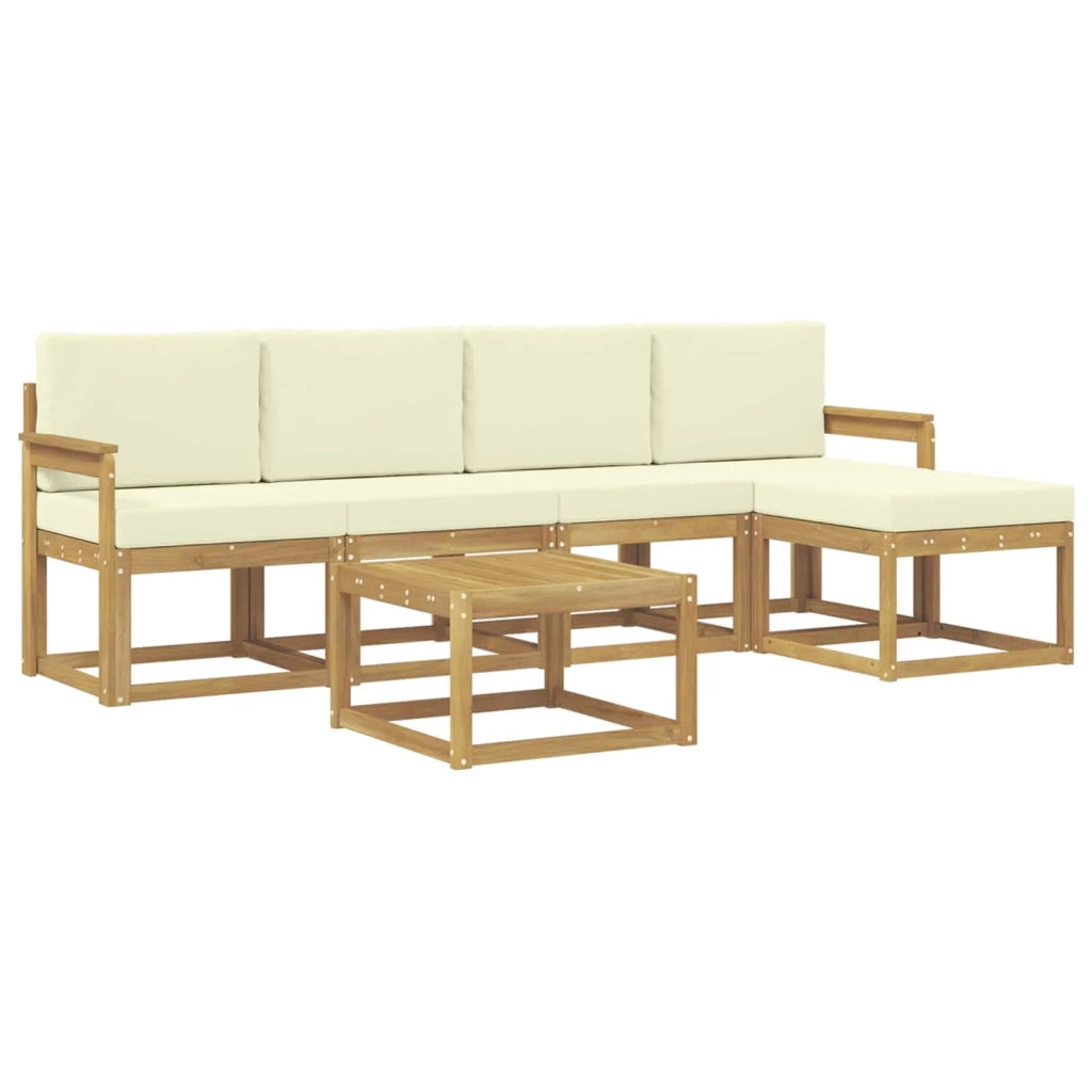 Set di divani da esterno 6 pz Bianco e Crema 3387514