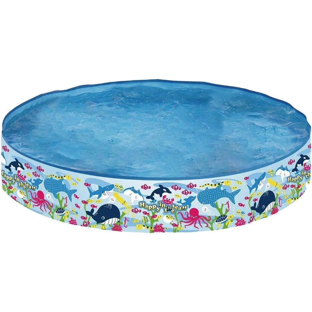 Trade Shop - Piscina Rotonda 150x25 Cm Motivo Fondo Del Mare Per Bambini Giardino Estate 016093 -