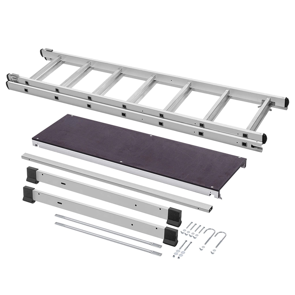 KADAX Mini Ponteggio in Alluminio 2x7 Gradini Piattaforma di Lavoro Pieghevole Scala 3 in 1