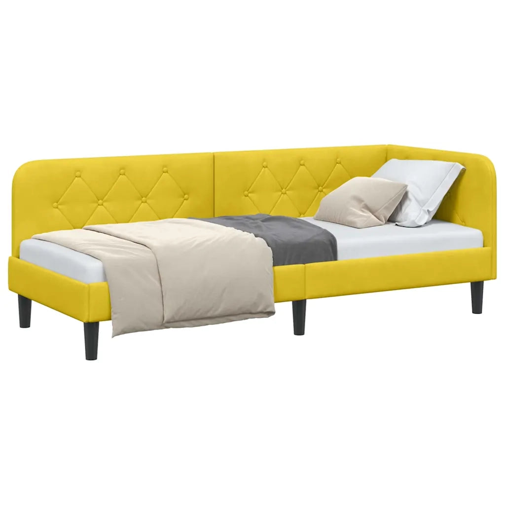 Cornice del letto ad angolo Giallo 80 x 200 cm Velluto