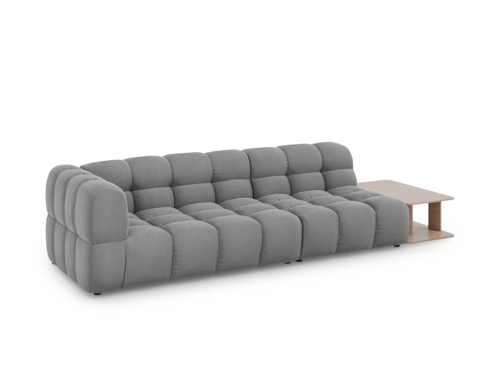 Cosmopolitan Design - Divano modulare destro "Sky" 4 posti in velluto grigio chiaro 