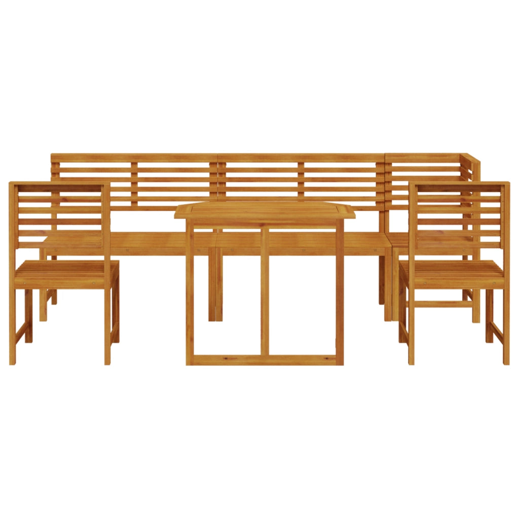 Set da pranzo per il giardino in legno massello di acacia, 6 pezzi