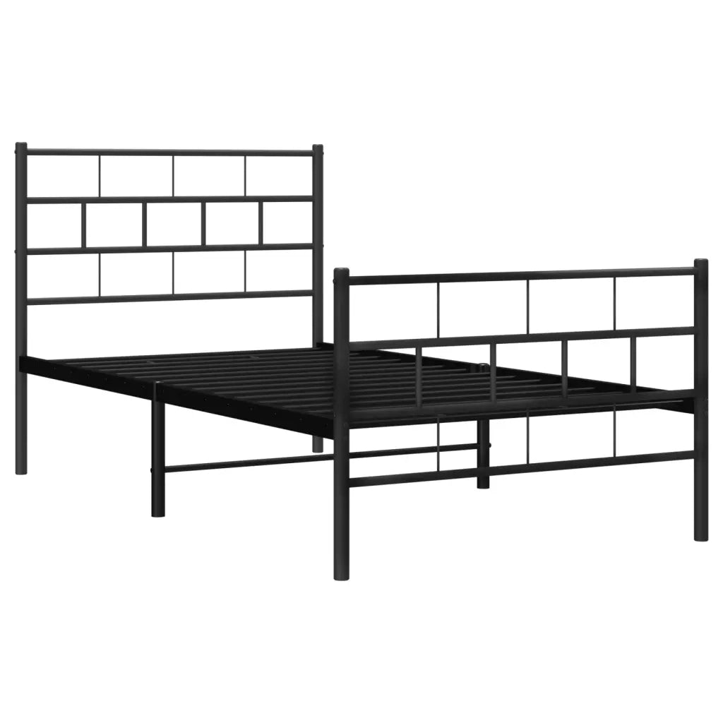 Giroletto con Testiera e Pediera Metallo Nero 90x190 cm 355669