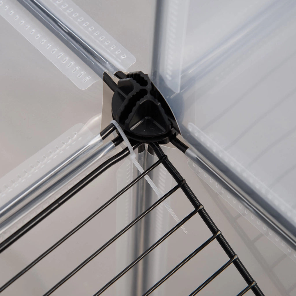 Recinto per Animali Modulabile 140x70x70 cm con Pannelli 35x35 cm in Acciaio e PP Nero