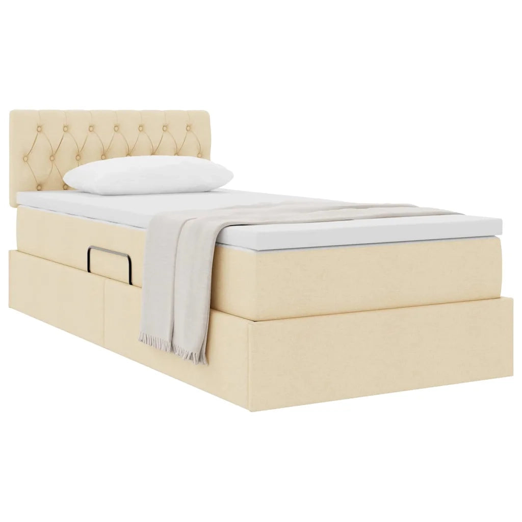 Letto con contenitore e materasso Crema 90 x 200 cm