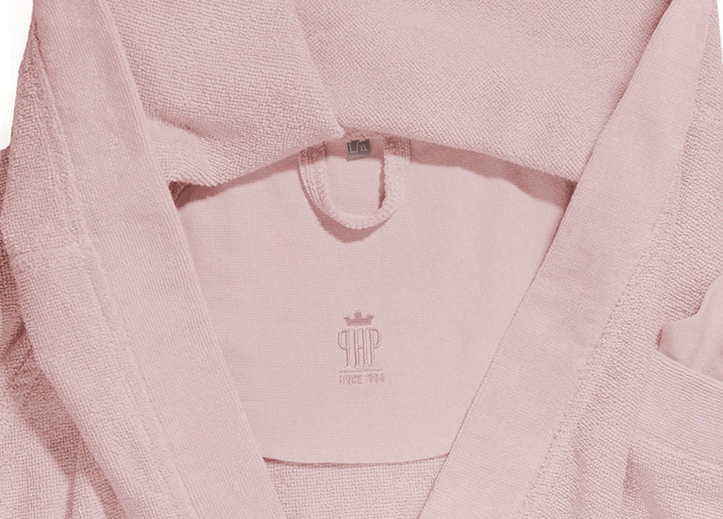 Accappatoio Con Cappuccio E Tasche In Spugna Mod. Joy Tinta Unita Rosa - S-M - Rosa