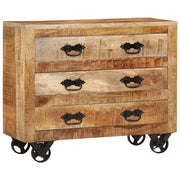 Buffet credenza cassettiera mobiletto mobile contenitore organizer per cucina soggiorno salotto con 3 cassetti 80 x 30 x 65 cm legno massello di mango grezzo marrone 02_0029738