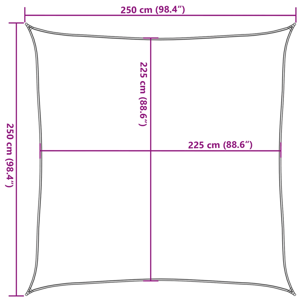Vela Parasole 160 g/mÂ² Quadrata Grigio Chiaro 2,5x2,5 m in HDPE