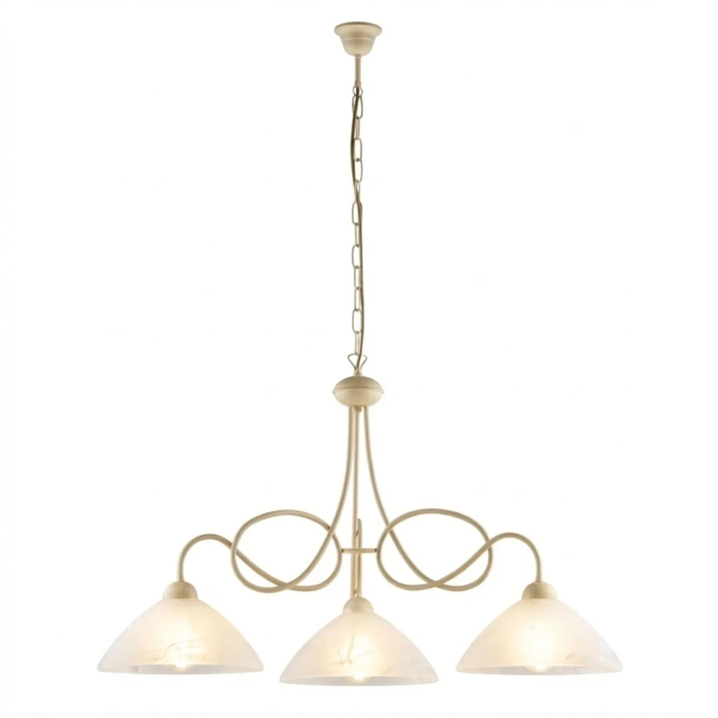 Lampadario Rustico Bistrot 3 Luci Avorio e Bianco LuceArt Classic