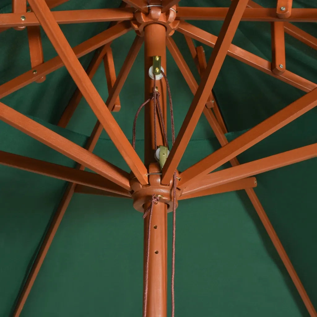Ombrellone a 2 Livelli-Ombrello da giardino 270x270 cm con Palo in Legno Verde