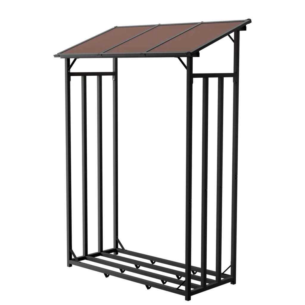 Portalegna in metallo antracite 130 x 70 x 145 cm con tetto