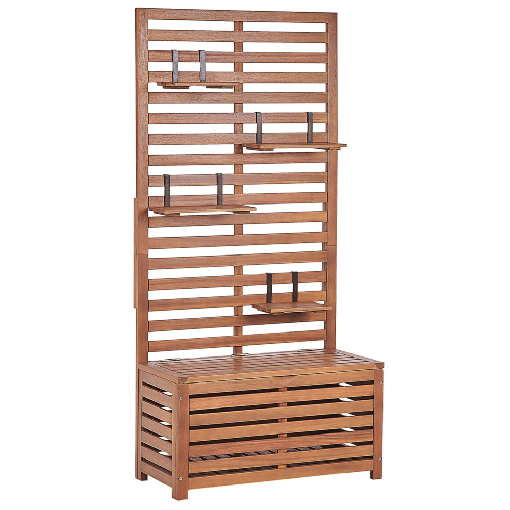 Panca da giardino con mensole e pannello in legno di acacia 80 cm