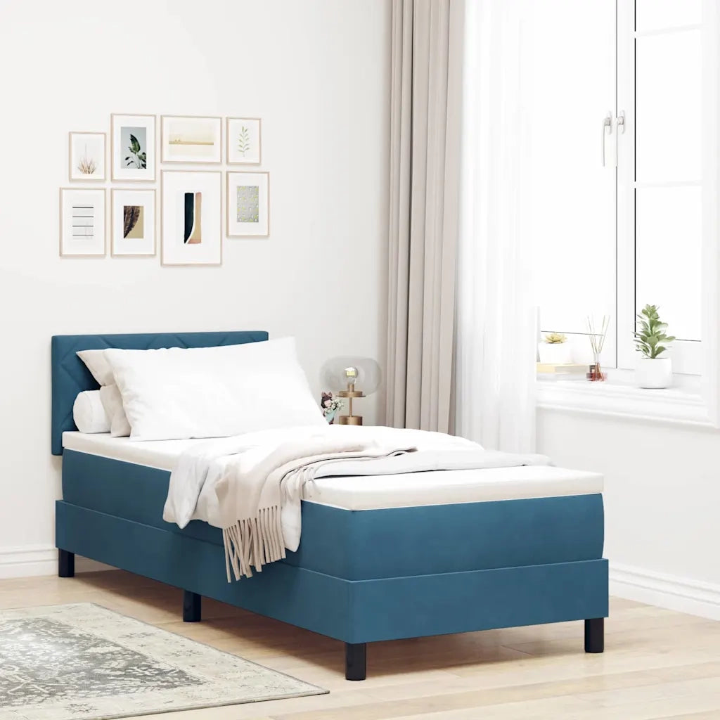 Letto a Sorgente LED con led Blu Scuro 80 x 200 cm Velluto