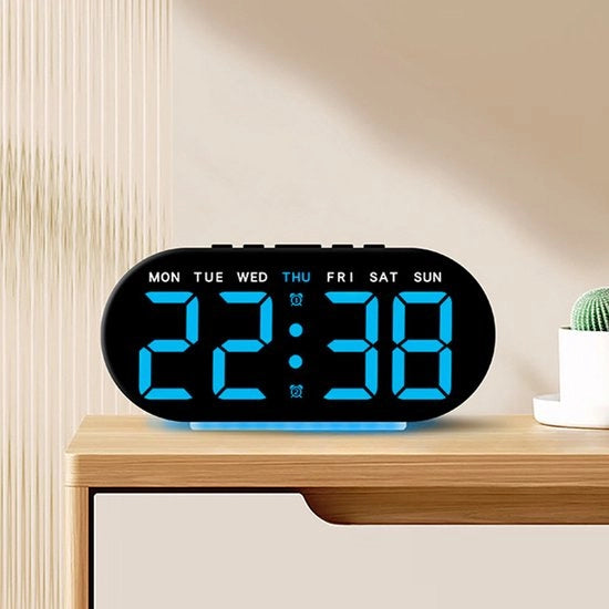 Alarme Digitale con Display a Led - Doppio Allarme - 3 Regolazioni di Brillantezza - Alarme da Notte per Bambini Giovani Anziani Soggetti a Insomnio - Nero
