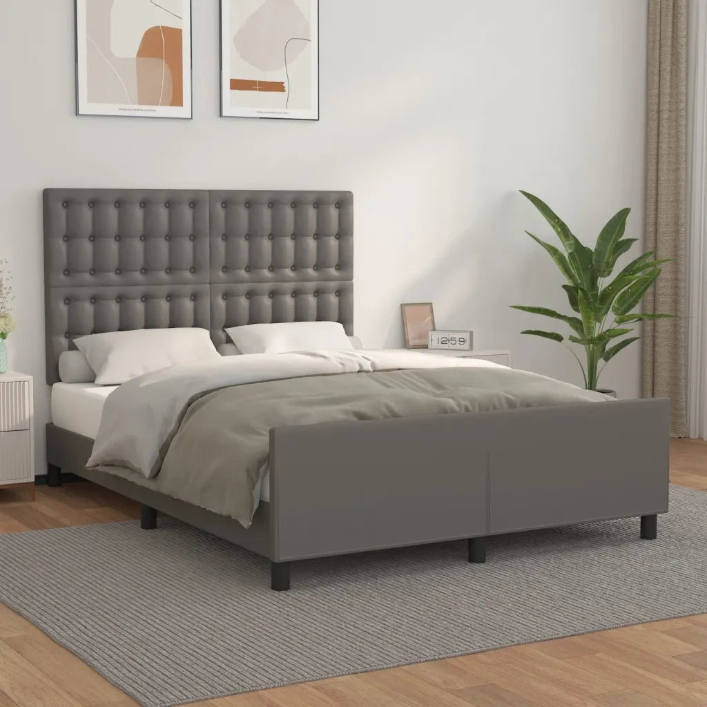 Giroletto con Testiera-Struttura Letto con testiera Grigio 140x200 cm in Similpelle 485641
