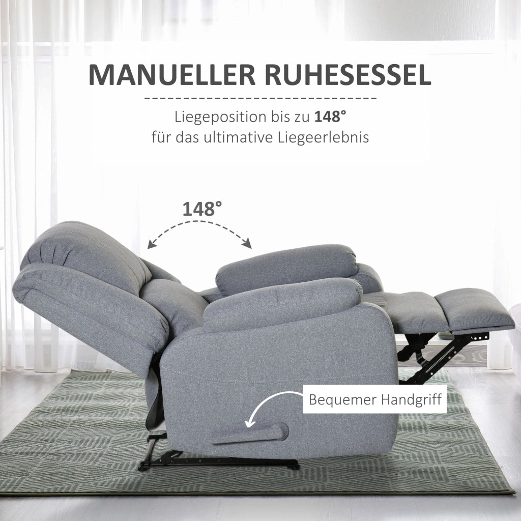 Poltrona Relax Reclinabile con Poggiapiedi ¨C Zephmum ¨C Tessuto Grigio Chiaro