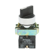 Selettore a 2 posizioni nero con ritenuta 1NO+1NC, 400V/10A, LAY5-BD25 Breckner Germany