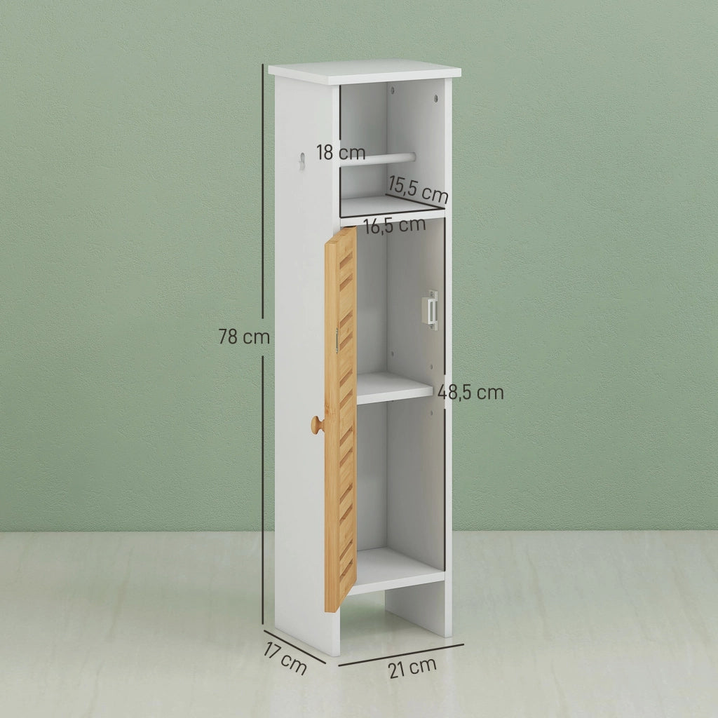 Mobile da bagno con portarotoli 3 livelli ¨C zephmum ¨C bianco bamb¨´ 78H cm
