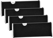 Ladatore 4 in pack, distributore regolabile, altezza 10,2 cm, estensione 27,9-43,2 cm per uso in camera da letto, bagno, armadio, robusto, presa sicura, estremità in gomma schiuma (nero)