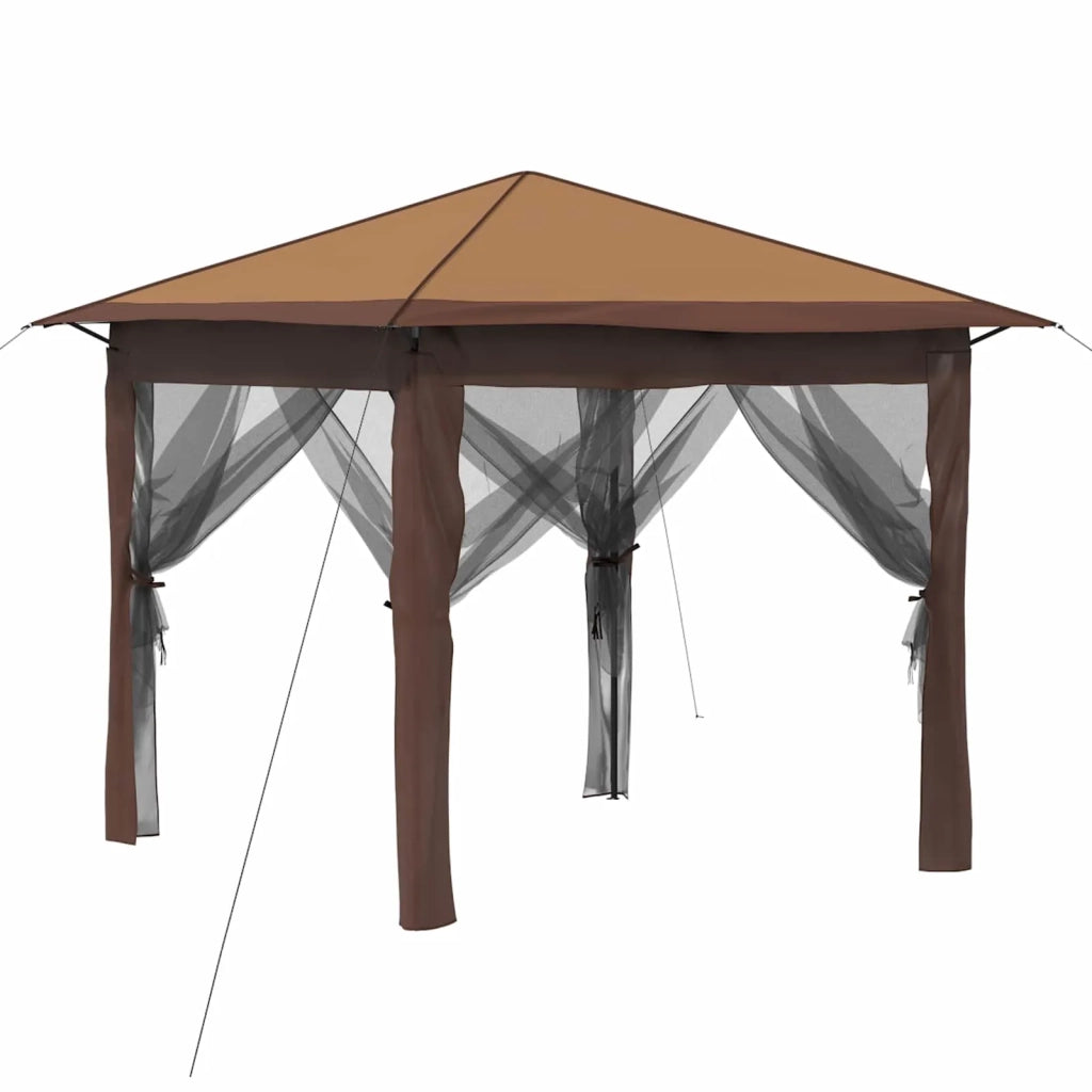 Gazebo con 4 Pareti 2,6 x 2,6 m Beige e Marrone 42036805