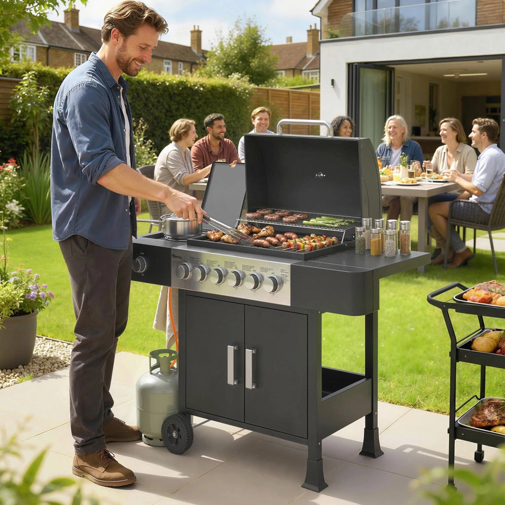 Barbecue a gas 6+1 bruciatori 17,8 KW ¨C zephmum ¨C grigio acciaio inox