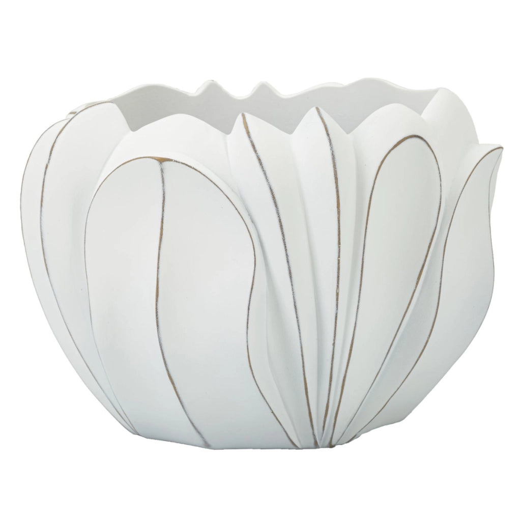 Vaso Decorativo VKH667, Bianco, Poliresina, 34,5x34,5x23,5 cm