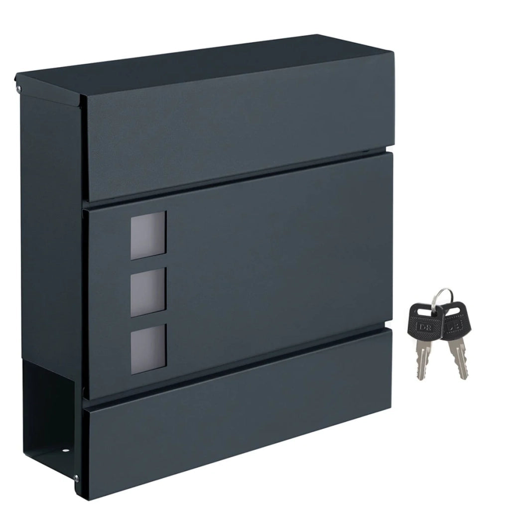 Cassetta postale moderna con porta giornali coperchio chiudibile a chiave facile da installare grigio antracite 12_0004393